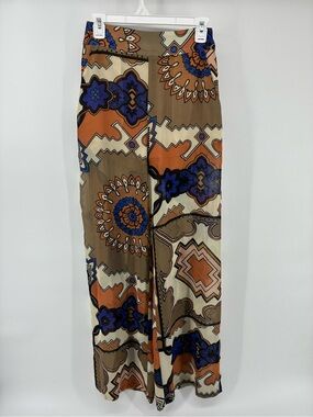 Marciano Multicolor Abstract Geometric Wide Leg Pants Sheer Built in Shorts